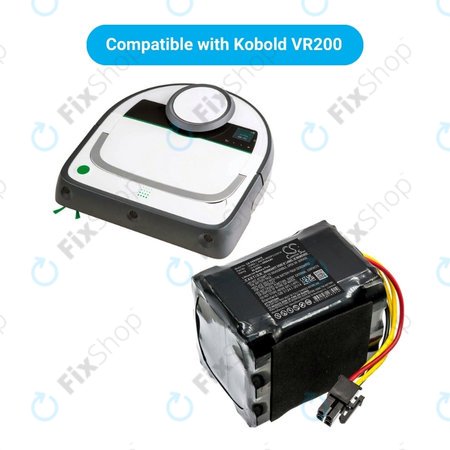Vorwerk Kobold VR200 - Akku Batterie 20884-1, 4NCR18650P2-C001A Li-Ion 14.4V 6000mAh HQ