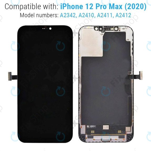 Display Hard OLED für iPhone 12 Pro Max, Touchscreen-Glas mit Rahmen, FixPremium