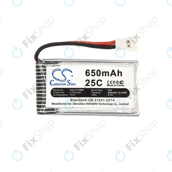 Akku batterie für Hubsan X4 H107, 650mAh, Li-Pol, 3.7V, H107C-A24, HQ