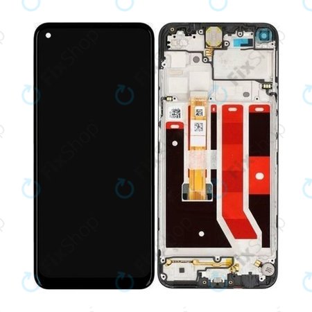 Oppo A53s - LCD Display + Touchscreen Front Glas + Rahmen (Black) - O-4905105 Genuine Service Pack
