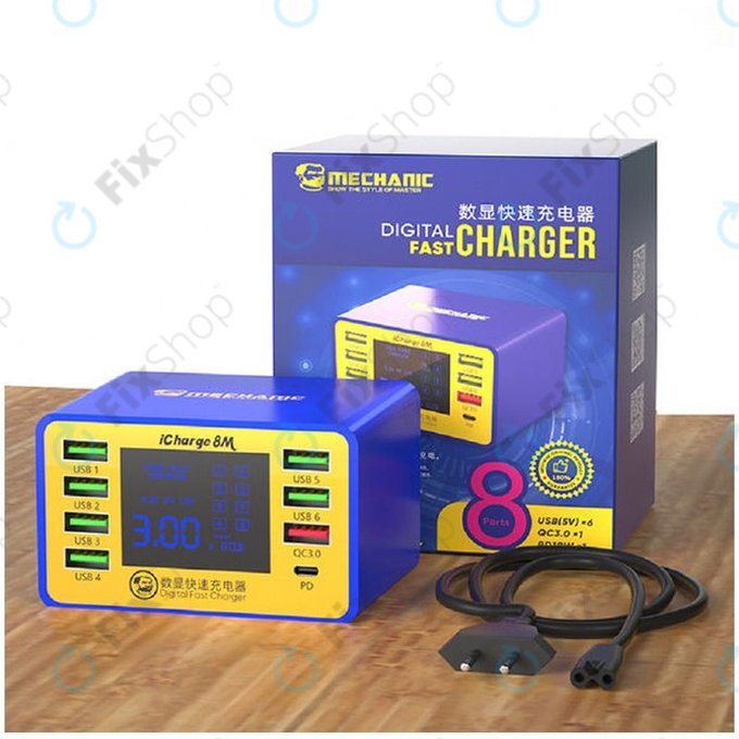 Mechanic iCharge 8M - USB-Service-Ladestation mit USB-C und USB 3.0