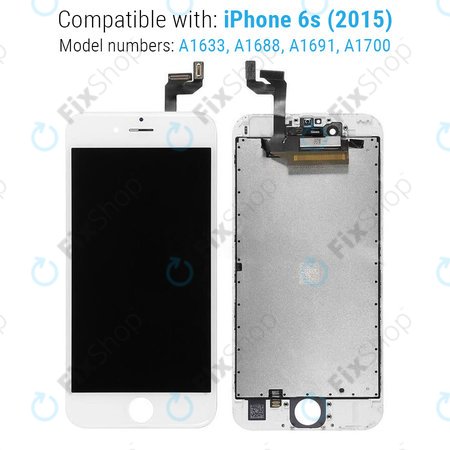 Apple iPhone 6S - LCD Display + Touchscreen Front Glas + Rahmen (White) Refurbished