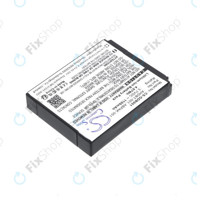 Akku batterie für GoPro HD Hero, Hero2, 1100mAh, Li-Ion, 3.7V, AHDBT-001, HQ