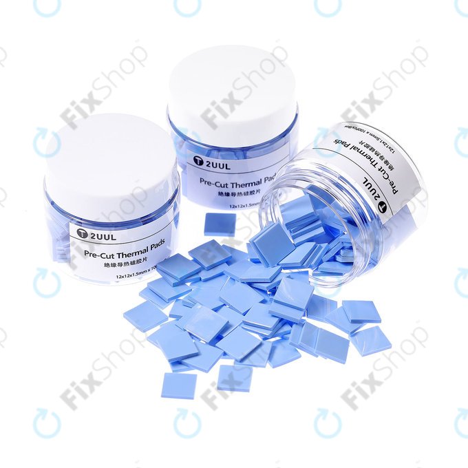 2UUL Vorgeschnittene Thermische Silikonpads - 12 x 12 x 1.5mm (100Stk.)