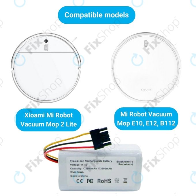 Xioami Mi Robot Vacuum Mop 2 Lite, E10 - Akku Batterie N011-4S1P Li-Ion 14.4V 2600mAh