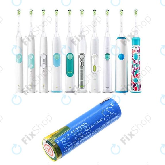 Akku batterie für Oral-B Genius X, Philips HX6100 Series, 800mAh, Li-Ion, 3.7V, 3000 040 83812, HQ