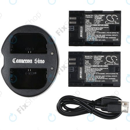 2 Akkus mit Ladegerät fürCanon EOS 5D Mark II, EOS 7D, 2000mAh, Li-Ion, 7.4V, LP-E6, HQ