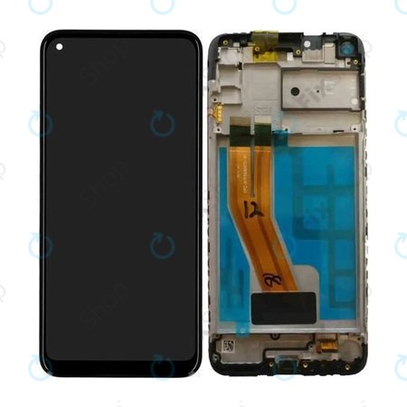 Samsung Galaxy M11 M115F - LCD Display + Touchscreen Front Glas + Rahmen (Black) - GH81-18736A Genuine Service Pack
