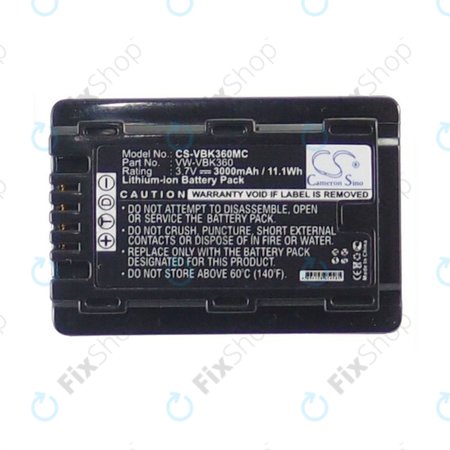 Akku batterie für Panasonic HC, HDC, SDR, 3000mAh, Li-Ion, 3.7V, VW-VBK360, HQ