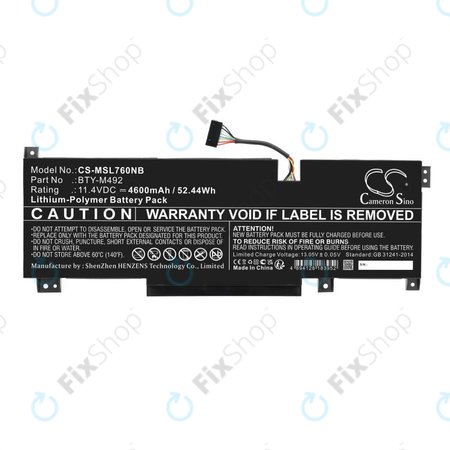 Akku batterie für MSI Pulse GL76, Katana GF66, Bravo 15, Crosshair 17, 4600mAh, Li-Pol, 11.4V, BTY-M492, HQ