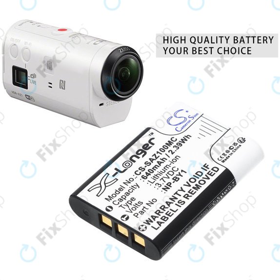 Batterie für Sony HDR-AZ1, 640mAh, Li-Ion, 3.7V, NP-BY1, HQ