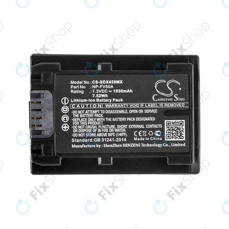 Batterie für Sony FDR-AX33, 40, 45, 53, 60, 700, P33, HDR-CX450, 625, 1030mAh, Li-Ion, 7.3V, NP-FV50A, HQ