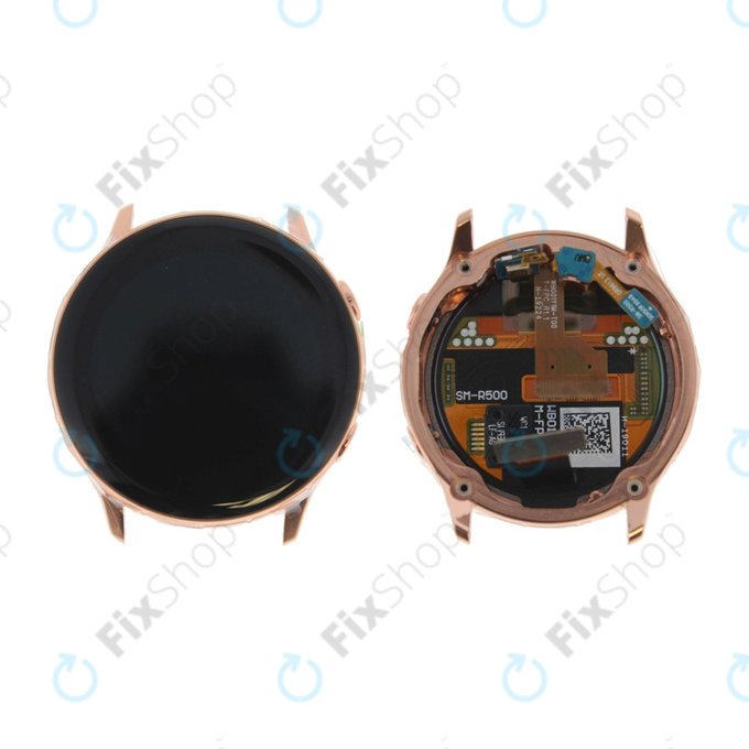 Samsung Galaxy Watch Active R500 - LCD Display + Touchscreen Front Glas + Rahmen (Gold) - GH82-18797D Genuine Service Pack