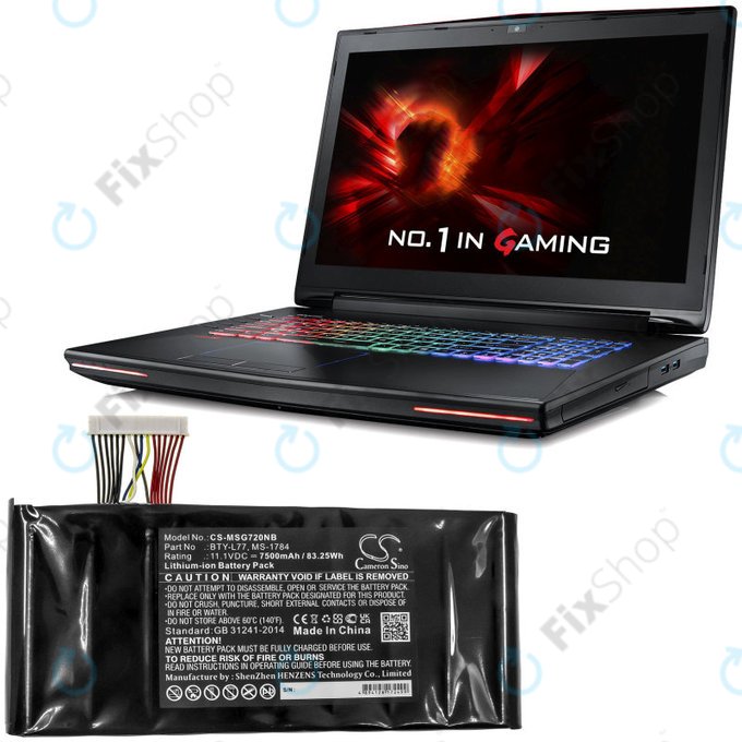 Batterie für MSI GT72, MSI WT72, 7500mAh, Li-Ion, 11.1V, BTY-L77, HQ