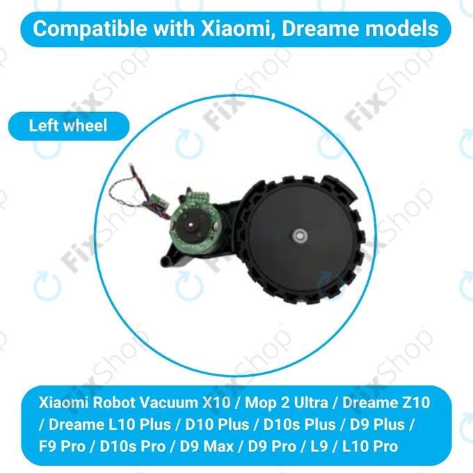 Xiaomi Robot Vacuum X10, Dreame Z10 Pro, L10 Plus, D10 Plus - Rad mit Motor (Links) (Schwarz)