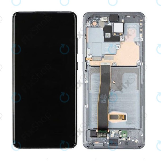 Samsung Galaxy S20 Ultra G988F - LCD Display + Touchscreen Front Glas + Rahmen + Frontkamera (Cosmic Gray) - GH82-22271B, GH82-22327B Genuine Service Pack
