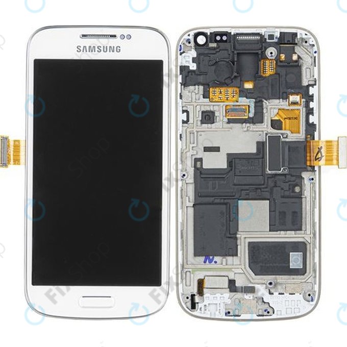 Samsung Galaxy S4 Mini i9195 - LCD Display + Touchscreen Front Glas + Rahmen (White Frost) - GH97-14766B Genuine Service Pack