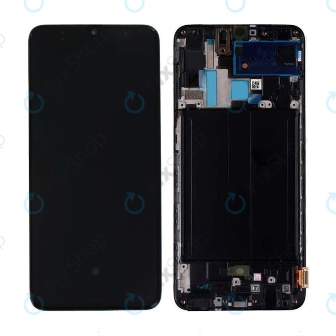 Samsung Galaxy A70 A705F - LCD Display + Touchscreen Front Glas + Rahmen (Black) - GH82-19747A, GH82-19787A Genuine Service Pack