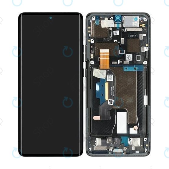 Motorola Edge 50 Ultra - LCD Display + Touchscreen Front Glas + Rahmen (Forest Grey) - 5D68C24483 Genuine Service Pack