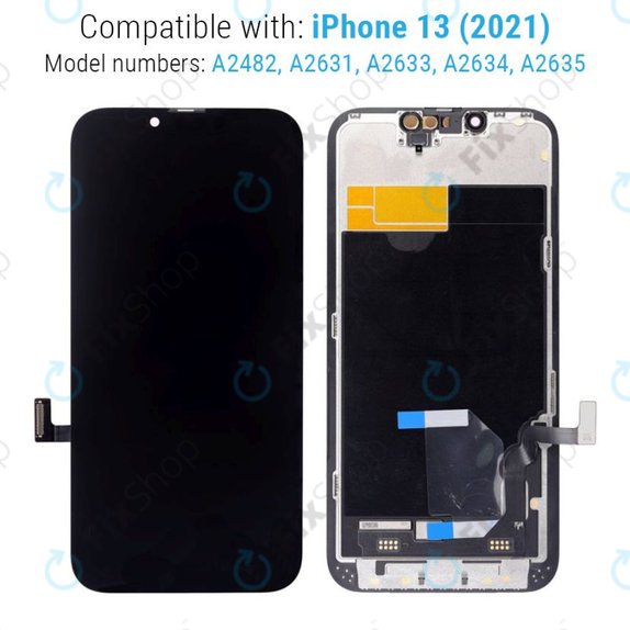 Display für iPhone 13, Touchscreen-Glas mit Rahmen, Refurbished