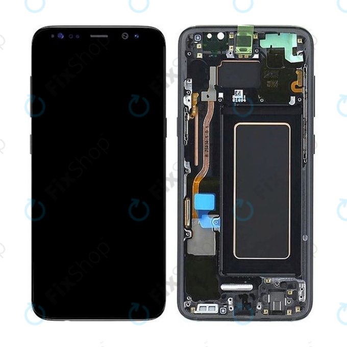 Samsung Galaxy S8 G950F - LCD Display + Touchscreen Front Glas + Rahmen (Midnight Black) - GH97-20457A, GH97-20473A, GH97-20458A, GH97-20629A Genuine Service Pack