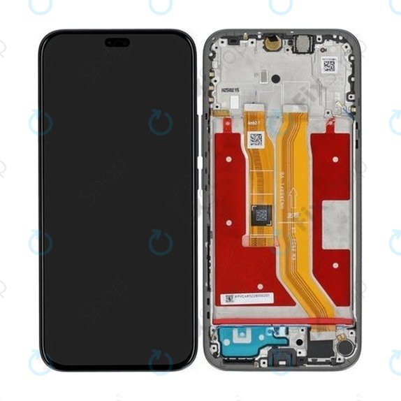 Honor 400 Lite - LCD Display + Touchscreen Front Glas + Rahmen (Velvet Black) - 0235ANTF Genuine Service Pack