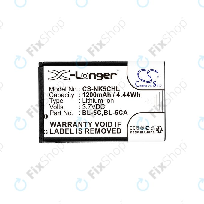 Batterie für Nokia 1208, 1110, 2310, 1200mAh, Li-ion, 3.7V, BL-5C, HQ