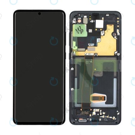 Samsung Galaxy S20 Ultra G988F - LCD Display + Touchscreen Front Glas + Rahmen (Cosmic Black) - GH82-26032A, GH82-26033A Genuine Service Pack