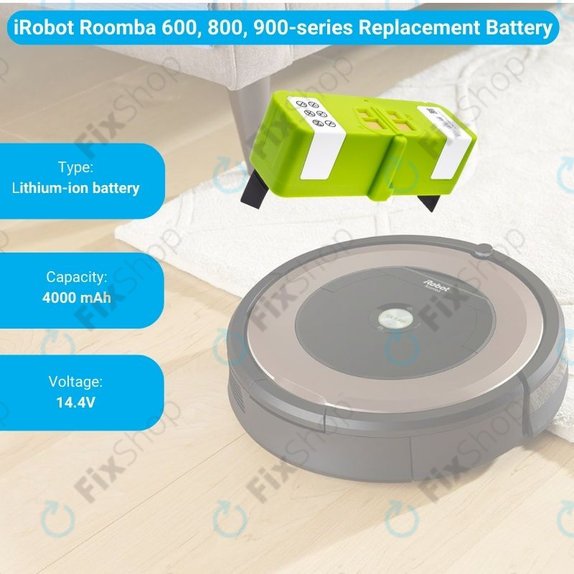 iRobot Roomba 600, 800, 900-series - Akku Batterie 4502233, 4374392, 2130LI Li-Ion 14.4V 4000mAh HQ