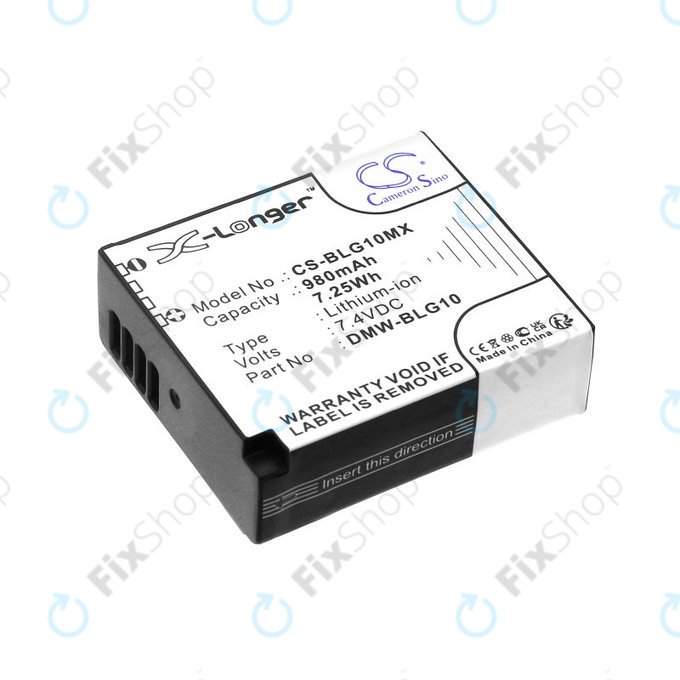 Akku batterie für Leica D-Lux Type 109, Panasonic Lumix DMC-GF3, GX7, LX100, 980mAh, Li-Ion, 7.4V, DMW-BLG10, HQ