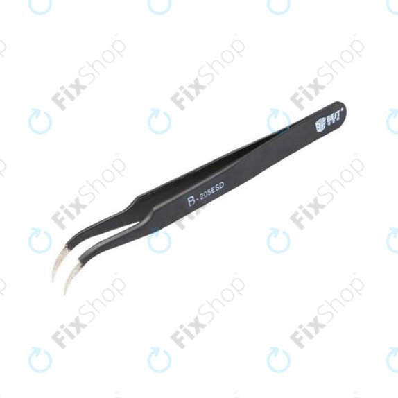 Best B-205ESD - ESD Metallpinzette mit gebogener Spitze (117mm)