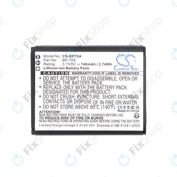 Akku batterie für Samsung ES, ST, 740mAh, Li-Ion, 3.7V, BP-70A, HQ