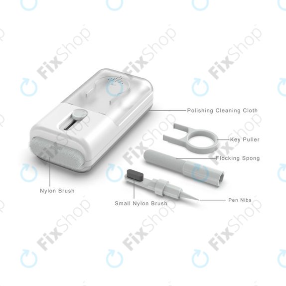 Multifunktionales Bürstenset mit Tuch- und Schlüsselabzieher 6in1