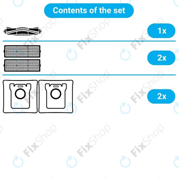 Ersatzteilset für Samsung Jet Bot AI+ (1x Hauptbürste, 2x Filter, 2x Staubbeutel)