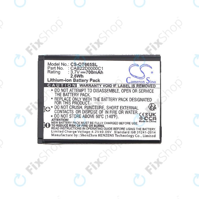 Batterie für Alcatel One Touch 2010D, 700mAh, Li-ion, 3.7V, CAB22D0000C1, HQ