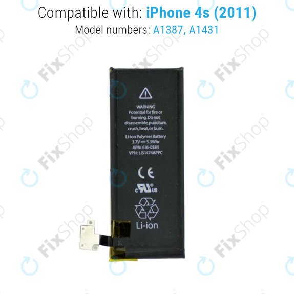 Akku Batterie für iPhone 4S, 1430mAh