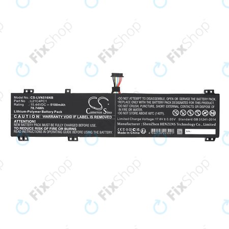 Akku batterie für Lenovo Legion 5 15ARH7H, 82RD0002SB, 5100mAh, Li-Pol, 15.44V, L21C4PC1, HQ