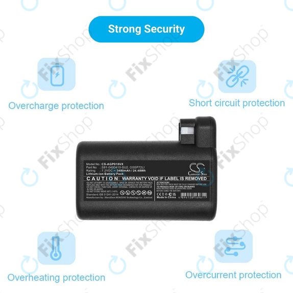 AEG RX-series, Electrolux E, P-series - Akku Batterie S91-0400410-SU2, OSBP72LI, OSBP72LI25 Li-Ion 7.2V 3400mAh HQ