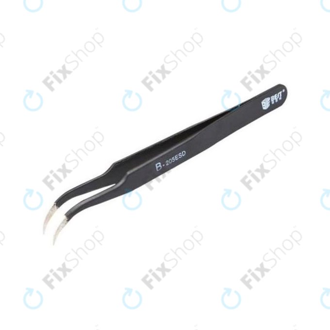 Best B-205ESD - ESD Metallpinzette mit gebogener Spitze (117mm)