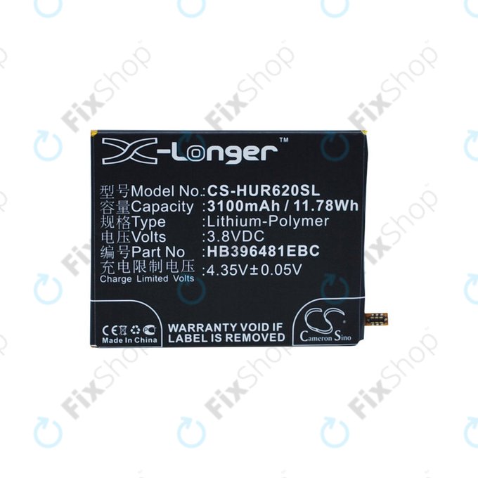 Batterie für Huawei Ascend Y6 2, Honor 5a, Huawei G7 Plus, 3100mAh, Li-Pol, 3.8V, HB396481EBC, HQ