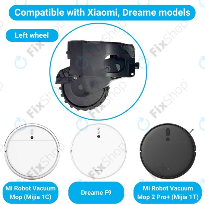 Xiaomi Dreame F9, Mi Robot Vacuum Mop (Mijia 1C), 2 Pro+ (Mijia 1T) - Rad mit Motor (Links) (Schwarz)