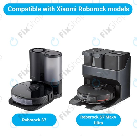 Ersatzteilset für Xiaomi Roborock S7, S7 MaxV Ultra (1x Hauptbürste, 2x Filter, 2x Seitenbürste – schwarz)