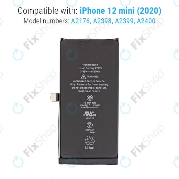 Akku Batterie für iPhone 12 Mini, 2227mAh