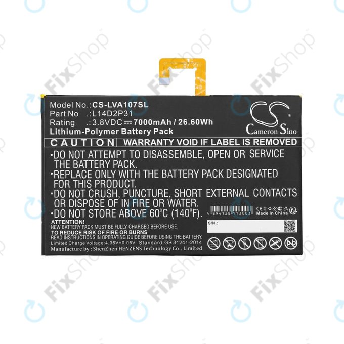 Akku batterie für Lenovo Tab 2, Lenovo Tab 4, Lenovo TB2, 7000mAh, Li-Pol, 3.8V, L14D2P31, HQ