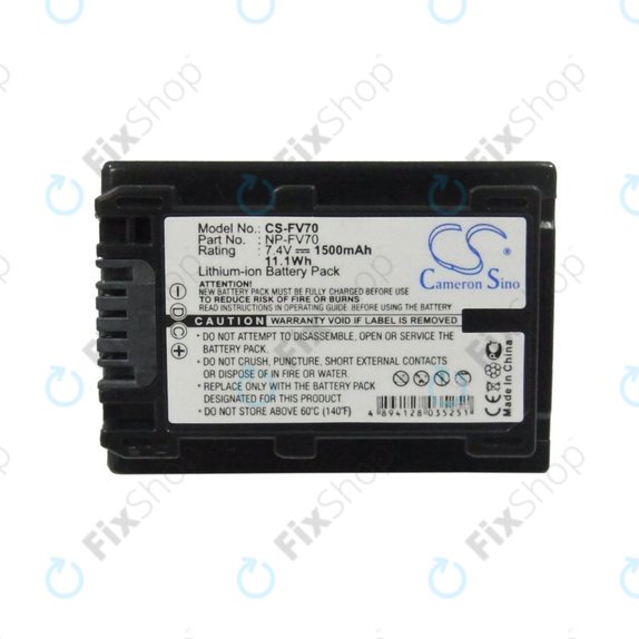 Akku batterie für Sony DCR-DVD, HC, SR, HDR-CX, HC, PJ, XR, NEX-VG, 1500mAh, Li-Ion, 7.4V, NP-FV70, HQ