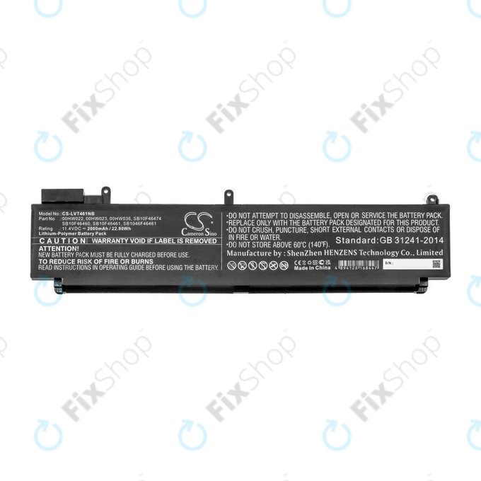 Batterie für Lenovo ThinkPad T460s, T470s, 2000mAh, Li-Pol, 11.4V, 00HW022, HQ