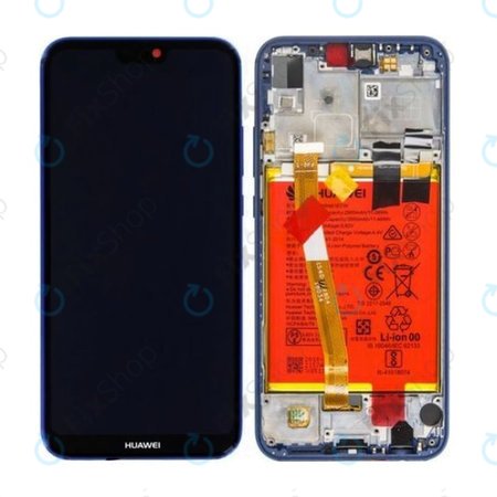 Huawei P20 Lite - LCD Display + Touchscreen Front Glas + Rahmen + Akku Batterie (Blue) - 02351XUA, 02351VUV Genuine Service Pack