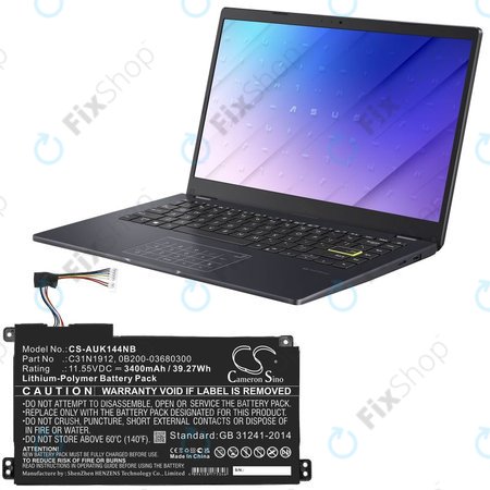 Akku batterie für Asus Vivobook 14, E510, 3400mAh, Li-Pol, 11.55V, C31N1912, HQ
