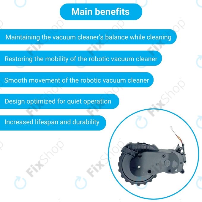 Xiaomi Mijia E10, E12, Mi Robot Vacuum Mop 2 Lite, 2 Pro - Rad mit Motor (Rechts) (Schwarz)