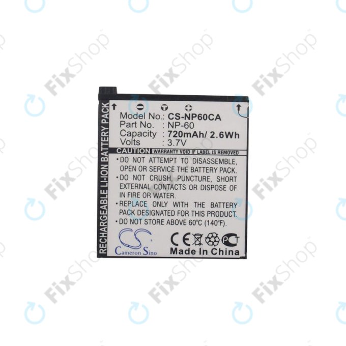 Batterie für Casio Exilim Zoom EX-Z19, EX-Z85, EX-Z9, 720mAh, Li-Ion, 3.7V, NP-60, HQ